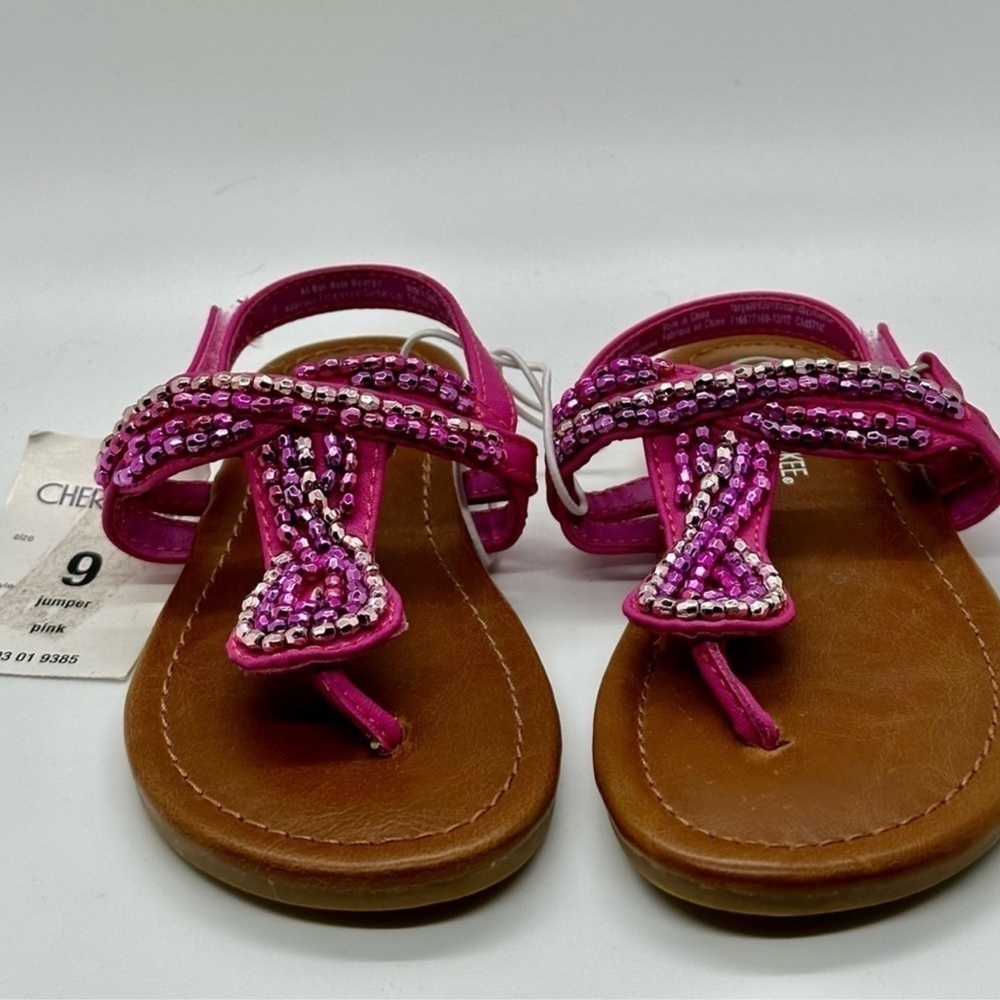 Girl's Cherokee Pink Florence Beaded Casual Sandals